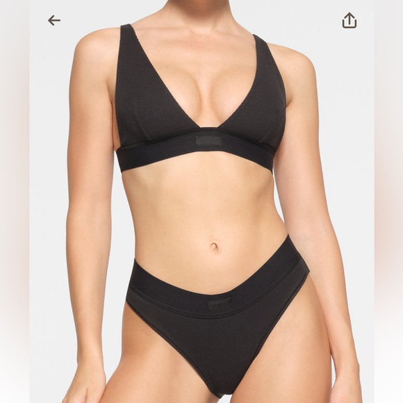 SKIMS Other - NWT Skims Cotton Rib Plunge Bralette Soot